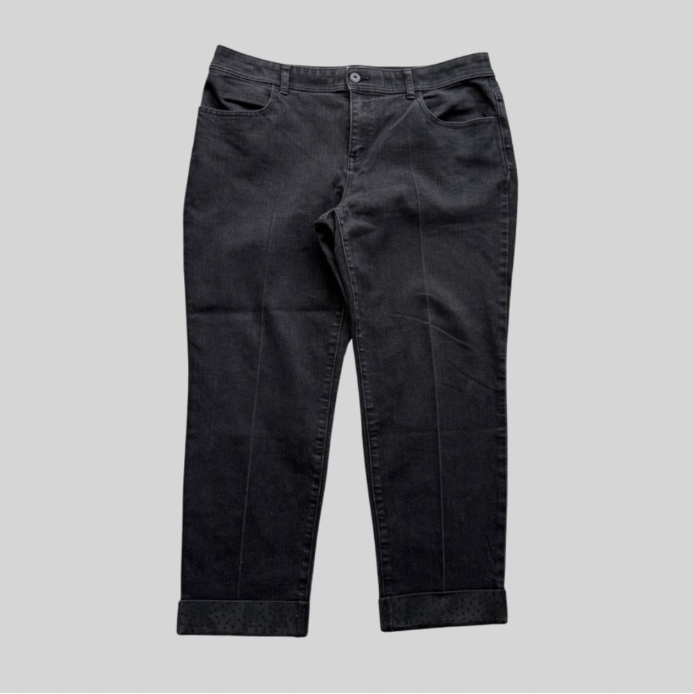Chico’s Cropped Ankle Jeans with Embellished Cuffs